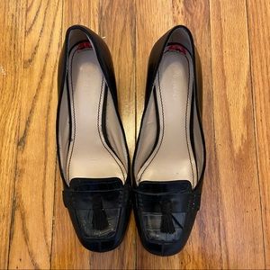 Black Leather Tassle Pumps Nine West Size 10